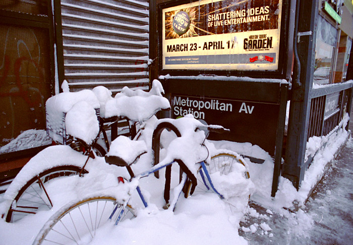 Bikes under snow